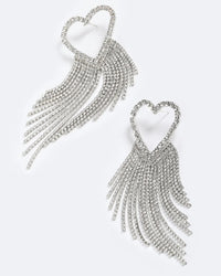 Sparkling Heart Fringe Earrings