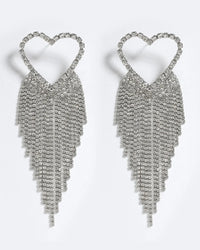 Sparkling Heart Fringe Earrings