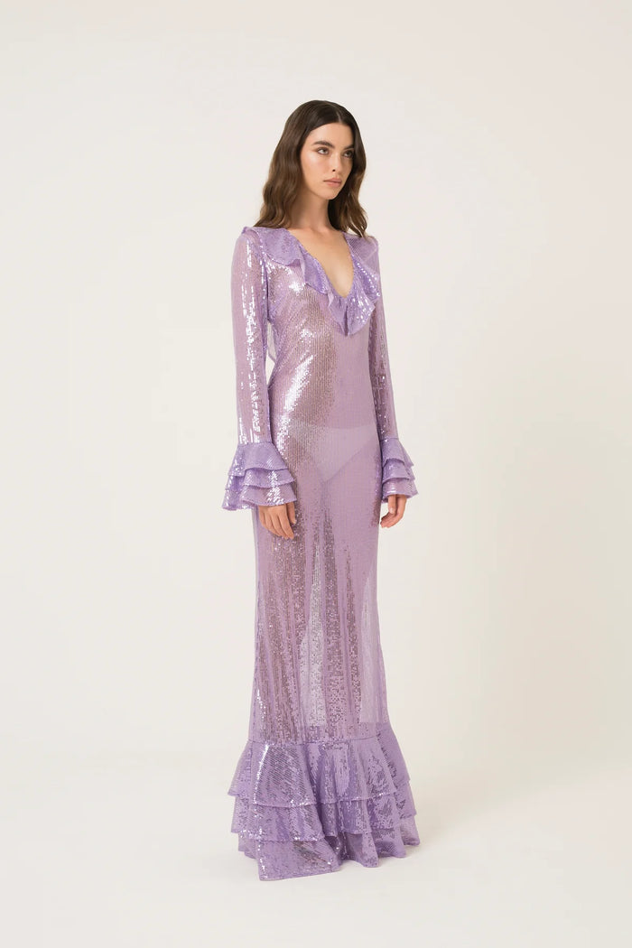 Purple Sheer Sequin Dress