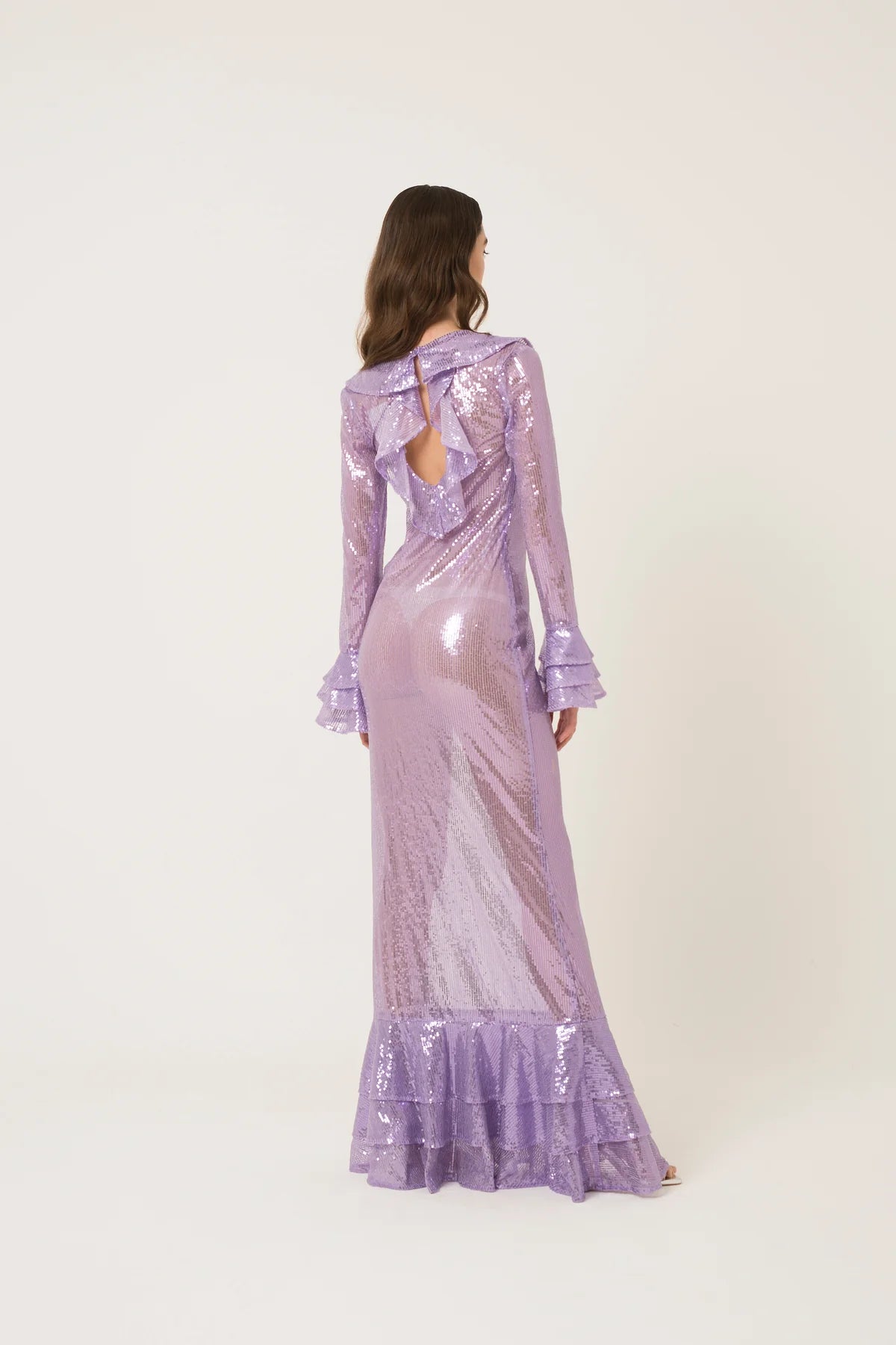 Purple Sheer Sequin Dress