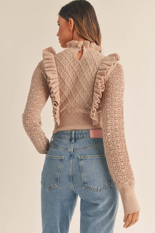 Ruffled Pearl Knit Sweater