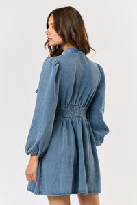 Bow Tie Babydoll Denim Dress