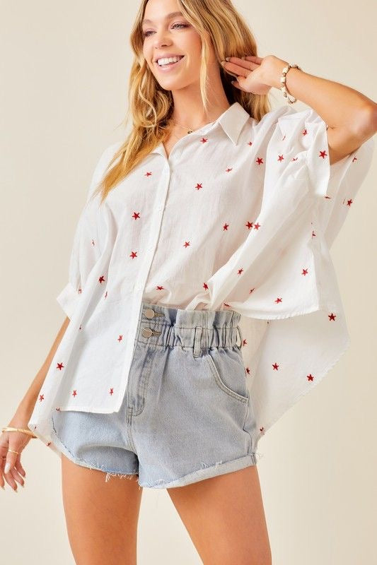 Embroidered Oversized star Shirt