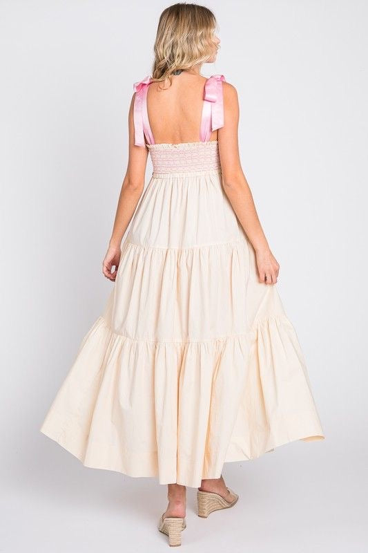 Tiered Maxi Dress with Bow Detail
