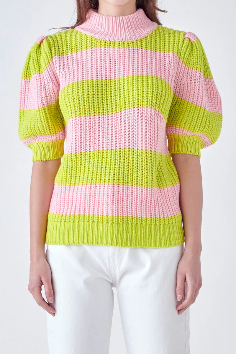 Stripe Mockneck Sweater Top