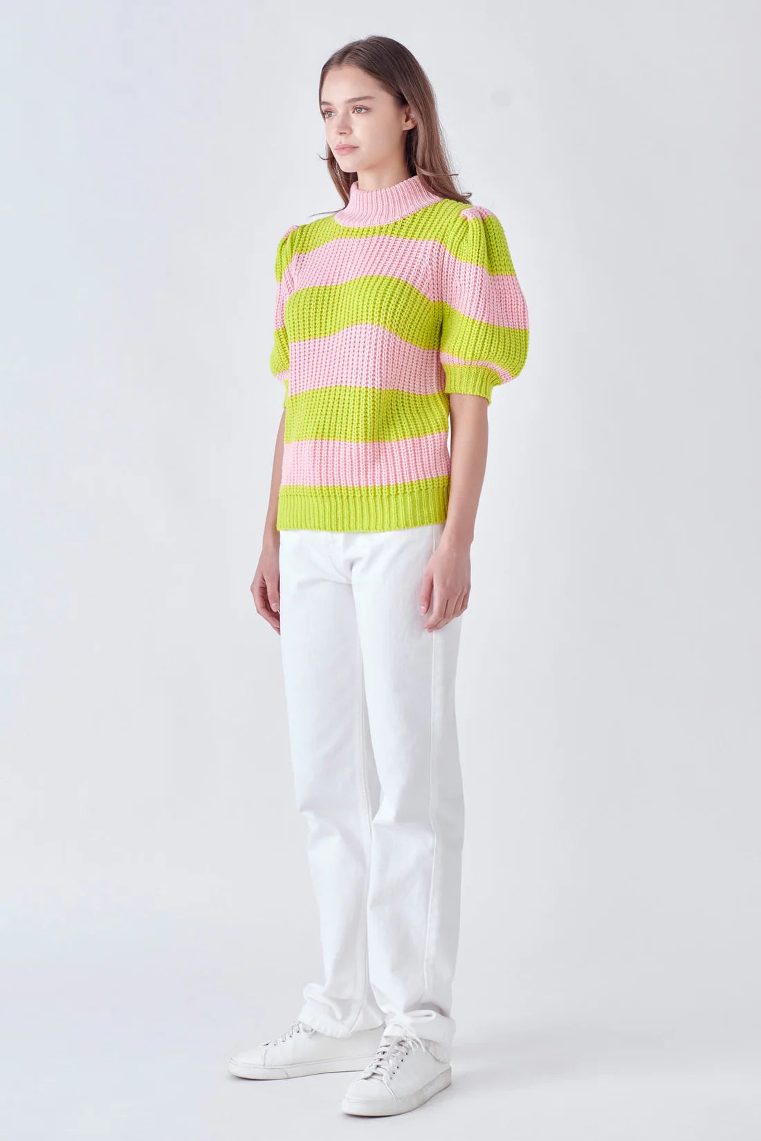 Stripe Mockneck Sweater Top