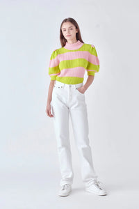 Stripe Mockneck Sweater Top