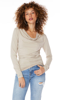 Side Shirred Cowl Neck Top