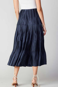 Pleated Tiered Midi Skirt