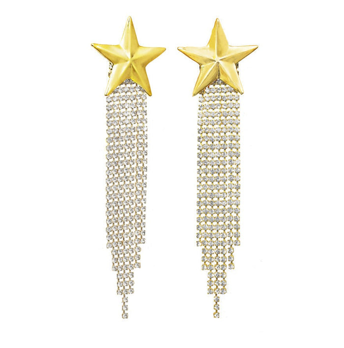 Antique Gold Star Fringe Earrings