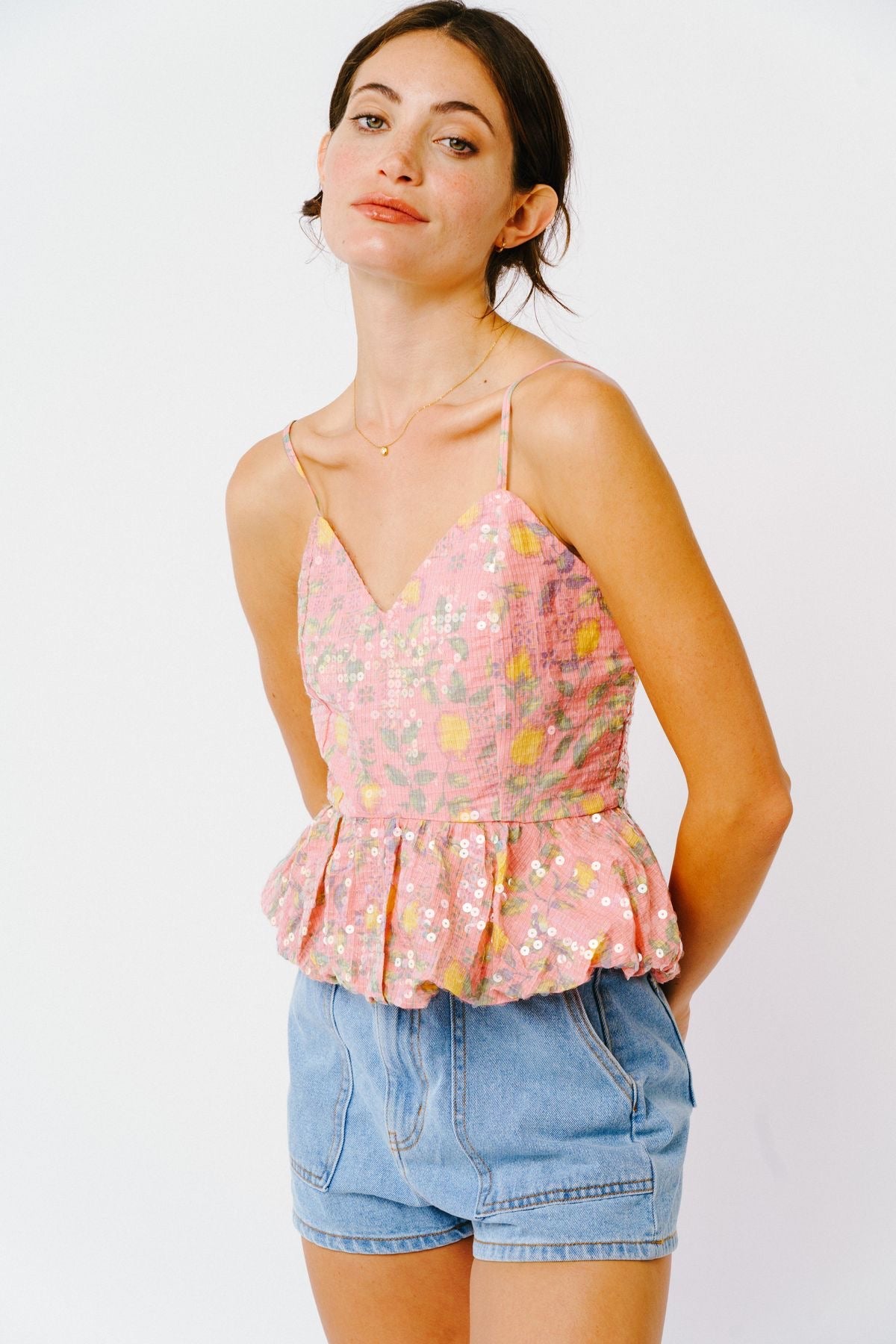 Sweetheart Neck Sequin Top