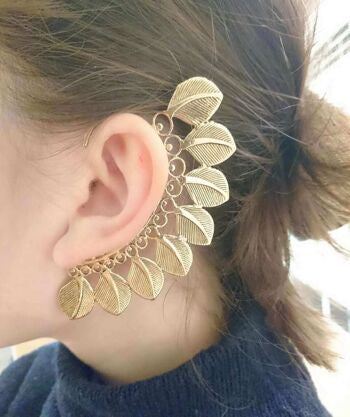 Feather Brass Ear Cuff