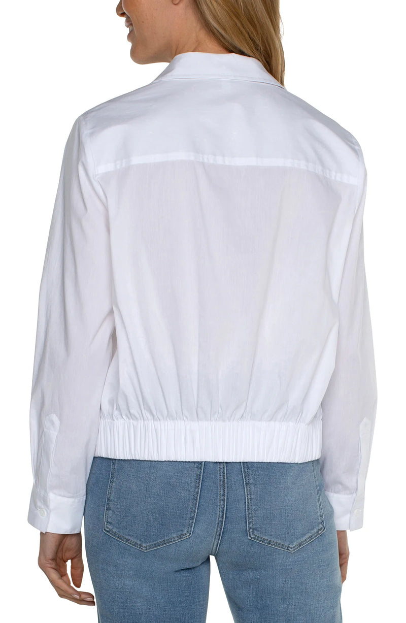 Button Front Shirt with Elastic Back Waist