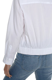 Button Front Shirt with Elastic Back Waist