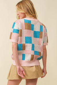 Color-Block Short Sleeve Sweater
