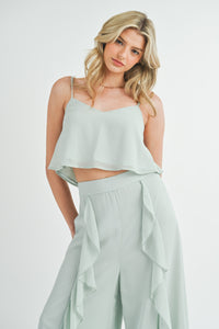 Crop Cami Top & Ruffled Palazzo Pants Set