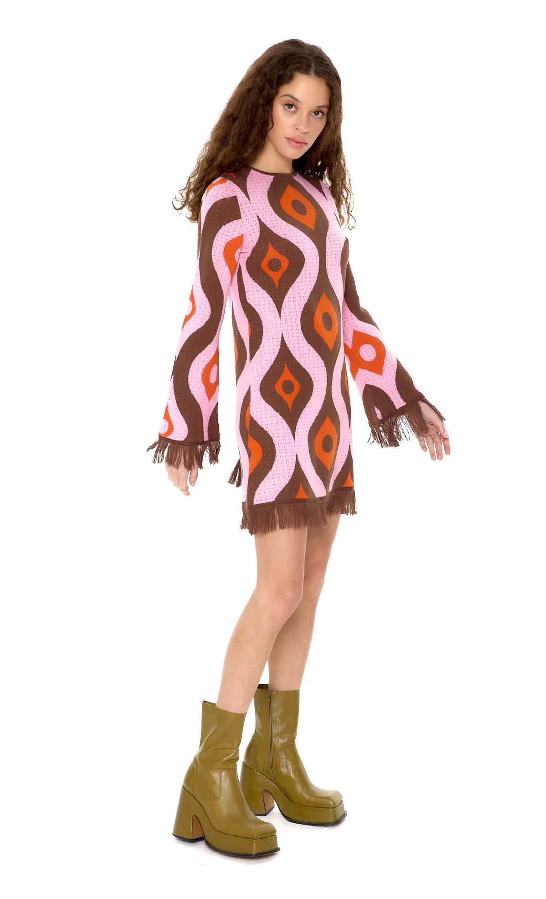 Sienna Fringe Knit Mini Dress
