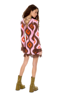 Sienna Fringe Knit Mini Dress