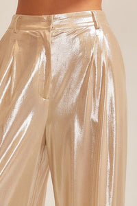 Metallic Wide Leg Pants