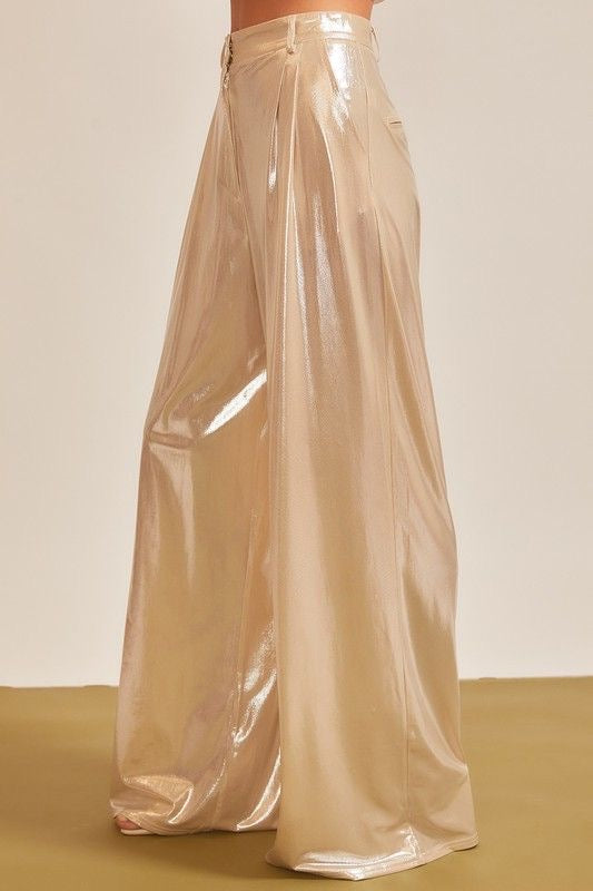 Metallic Wide Leg Pants