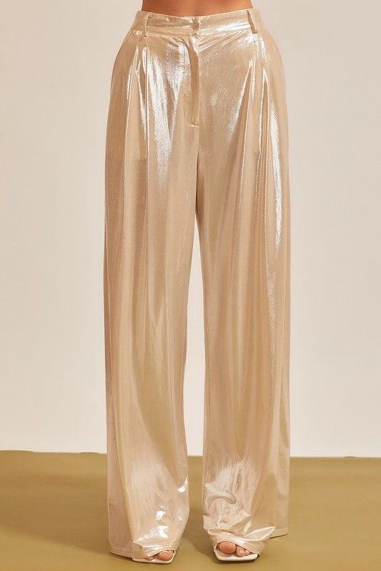 Metallic Wide Leg Pants