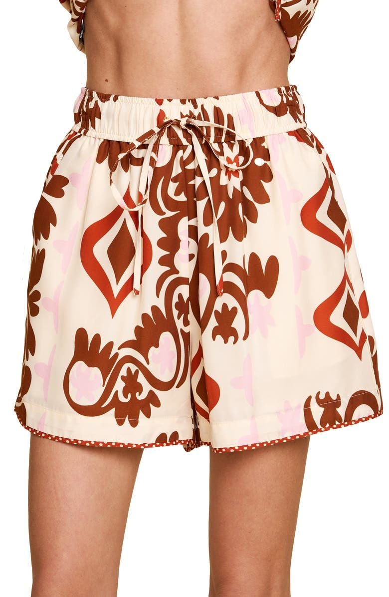 Printed Shorts with Contrast Piping