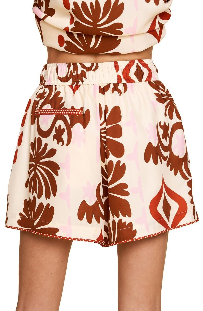 Printed Shorts with Contrast Piping