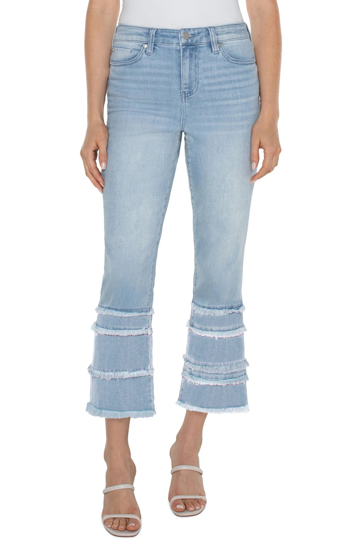 Hannah Crop Flare Jeans with Fray Hem