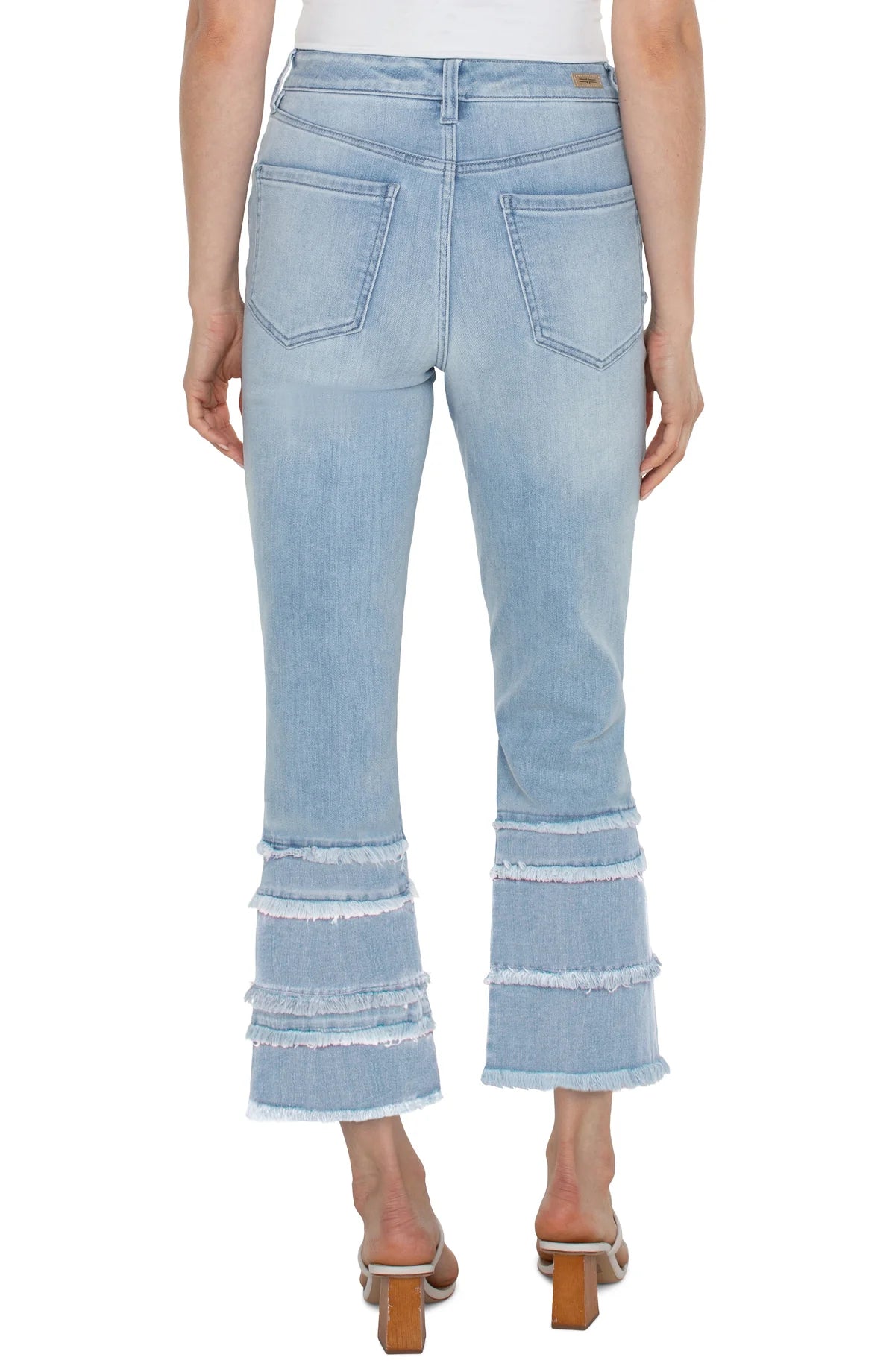 Hannah Crop Flare Jeans with Fray Hem