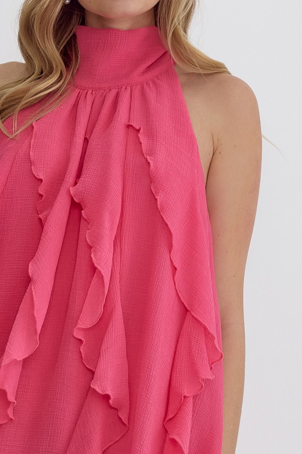 Ruffle Halter Mini Dress