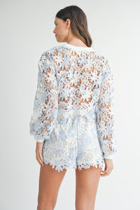 Floral Lace Pullover and Shorts Set