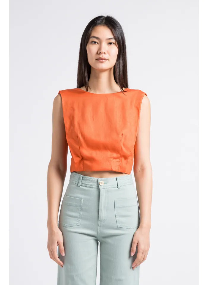 Open-Back Crop Top with Bow Detail