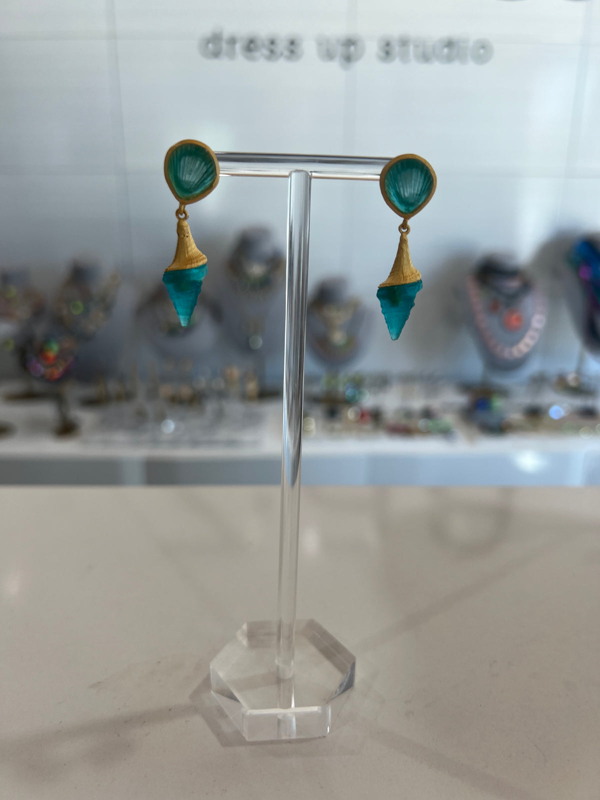 Spiral Shell Drop Post Earrings