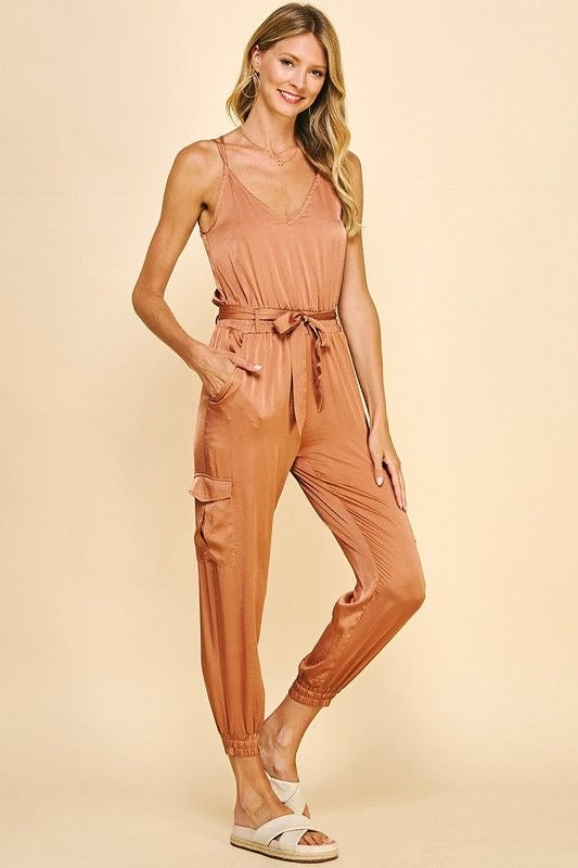 Sleeveless Satin Jumpsuit