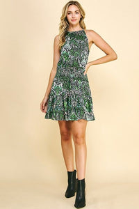 Halter Print Mini Dress