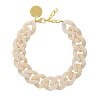 Big Flat Chain Necklace - Pearl Marble