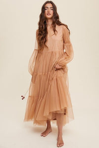 Tiered Tulle Maxi Dress