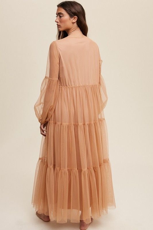 Tiered Tulle Maxi Dress