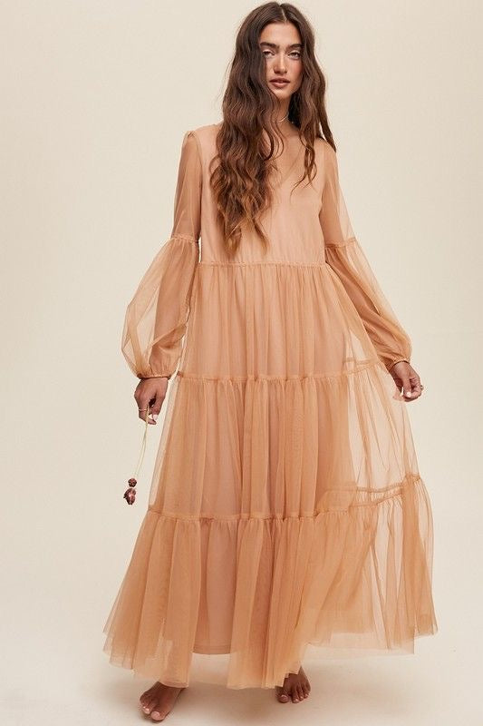 Tiered Tulle Maxi Dress