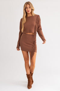 Fringe Knit Mini Skirt