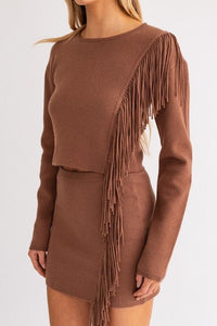 Fringe Knit Mini Skirt