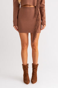 Fringe Knit Mini Skirt