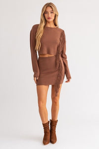 Fringe Knit Mini Skirt