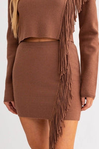Fringe Knit Mini Skirt
