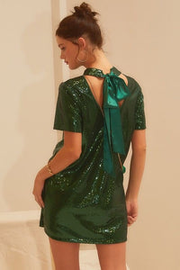 Sequin Mini Dress with Bow Tie Detail