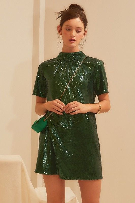 Sequin Mini Dress with Bow Tie Detail