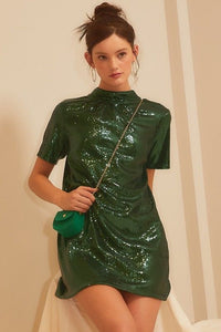 Sequin Mini Dress with Bow Tie Detail