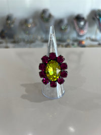 Edith Ring in Gunmetal Pink/Chartreuse