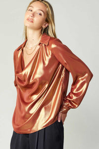 Long Sleeve Cowl Neck Blouse