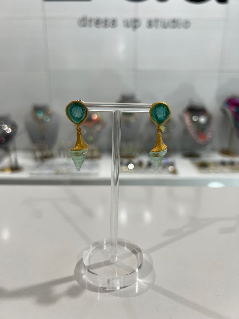 Spiral Shell Drop Post Earrings